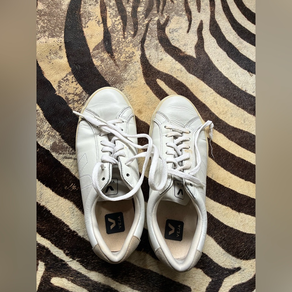 Veja White Lace-Up Sneakers